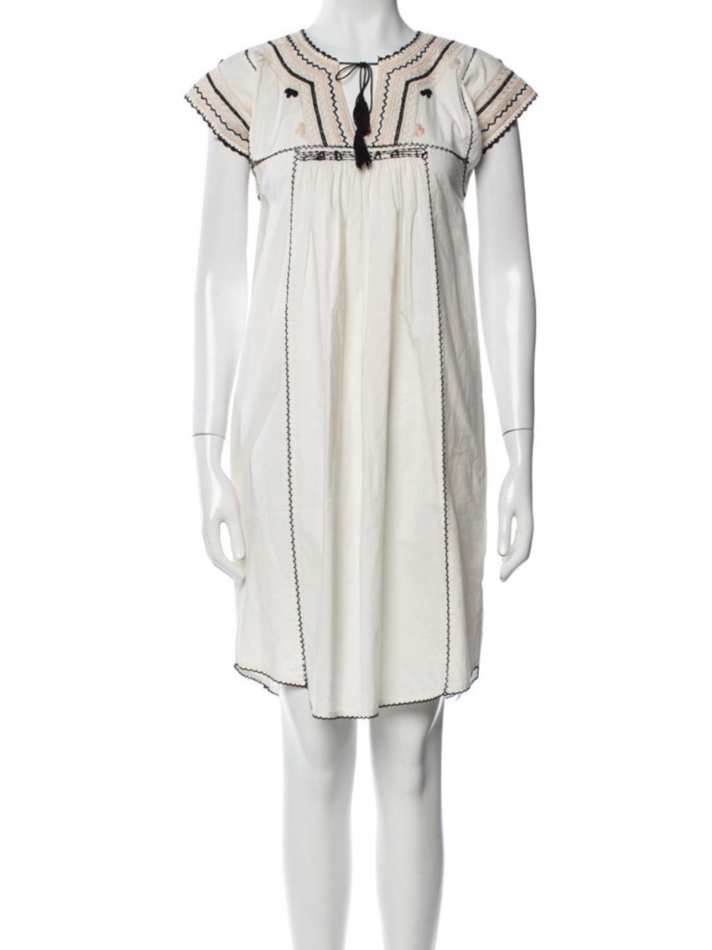 Ulla Johnson Cream Dress with Black Embroidery - size 2